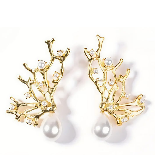 Jewelry - Gold Coral Pearl Studs