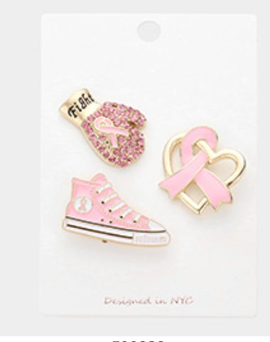 Three-piece pinks brooch pin set 