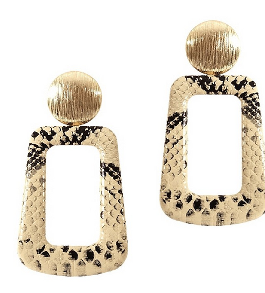 snake metal leather earrings